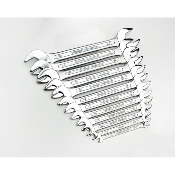 Set med 8 st skiftnycklar - MANNESMANN - M110-08DIN - Krom-vanadin - Krom och polerad finish