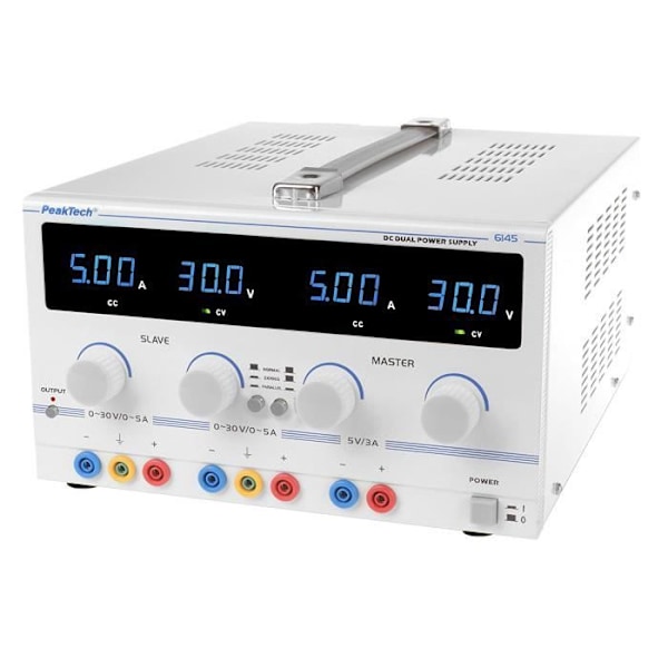 PeakTech Peak Tech linjär dubbel laboratorieströmförsörjning 2 x 0 till 30 V/05 A DC med