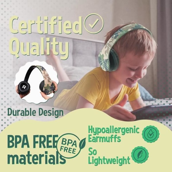 Bluetooth-hörlurar för barn - POWERLOCUS - P2 - Volymbegränsning 85dB - Fällbara - Bekväma