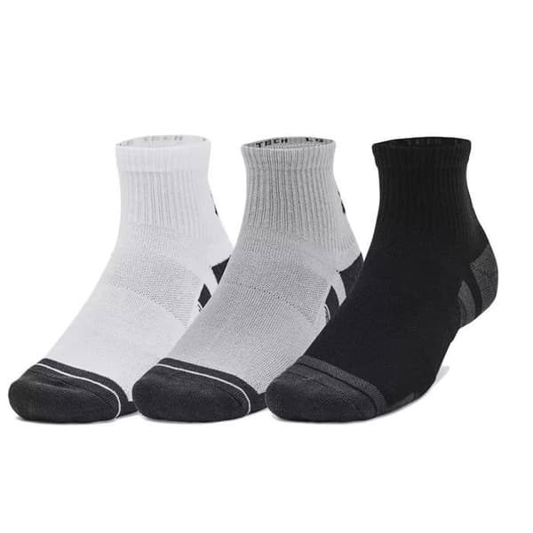 Under Armour UA Performance Tech 3pk Qtr strumpor VIT/GRÅ/ SVART M