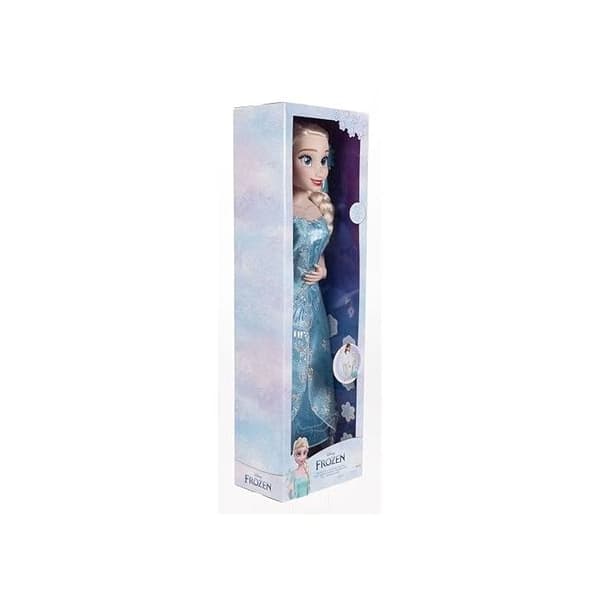 Kärleksdocka - DISNEY PRINCESS - Elsa - 81 cm - Blå borste ingår - Silkeslena hår Blå