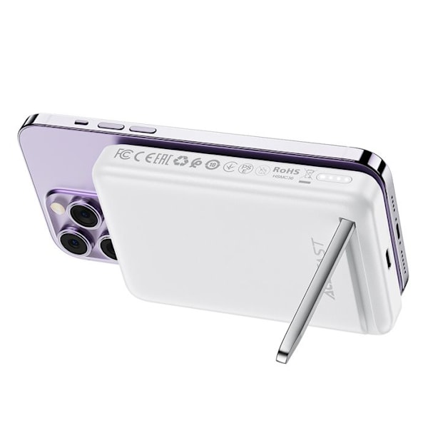 Trådlös extern batteri, Typ-C, 10 000 mAh, PD20W, PD20W, LED-indikator - Acefast (M6-10000) - Vit