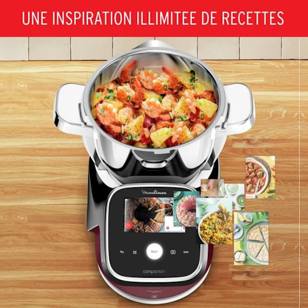 MOULINEX HF93E610 i-Companion Touch Pro Matberedare, Integrerad våg, 17 program, Exklusiv applikation, Obegränsat med recept svart