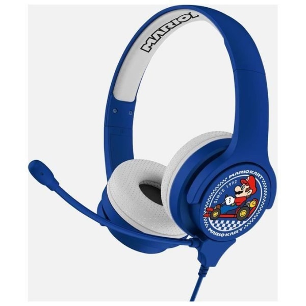 OTL Technologies Mario Kart Interactive Headset, trådbunden, mikrofon ingår, för barn (officiellt licensierad produkt) MK0819 Blue