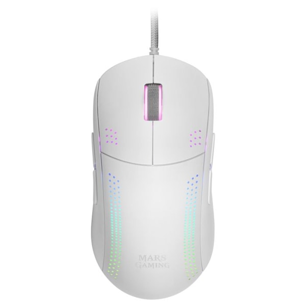 Mars Gaming MMPRO Vit - Ultralätt Ambidextrous Mus - RGB Chroma - 32K DPI Optisk Vit