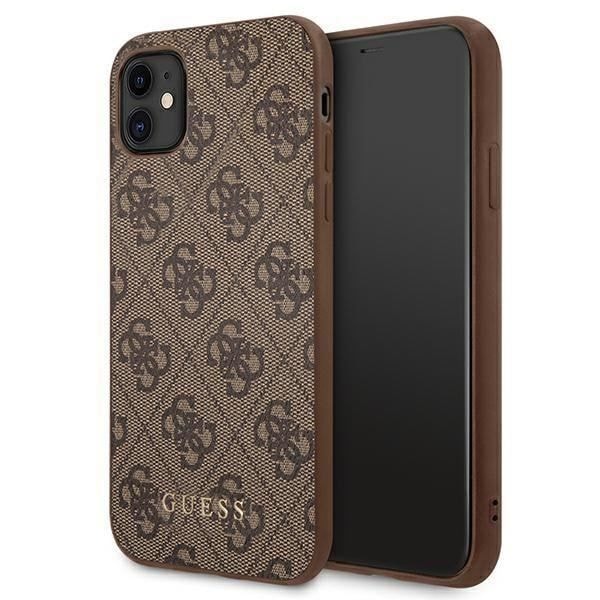 Guess 4G Metal Gold Logo - Fodral för iPhone 11 (brun) - 3700740493915