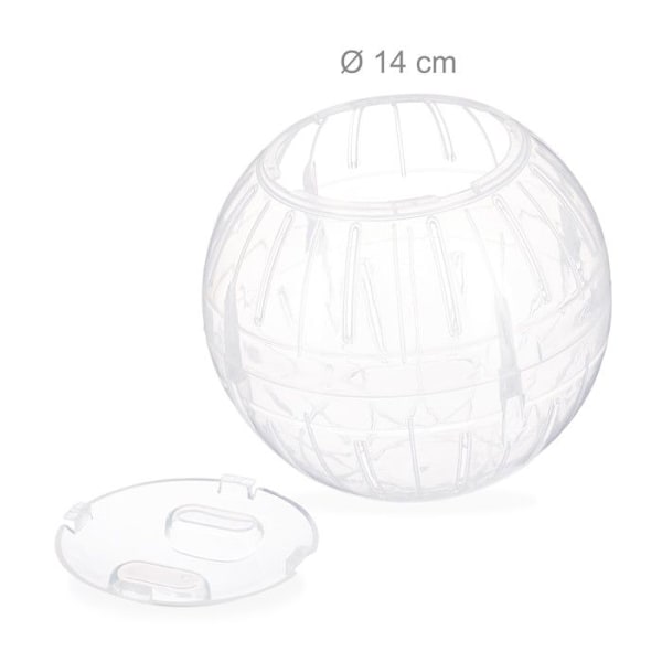 Relaxdays Boule hamster, leksak för gnagare, tillbehör, mus, optimal lufttillförsel, plast, 14 cm, genomskinlig transparent