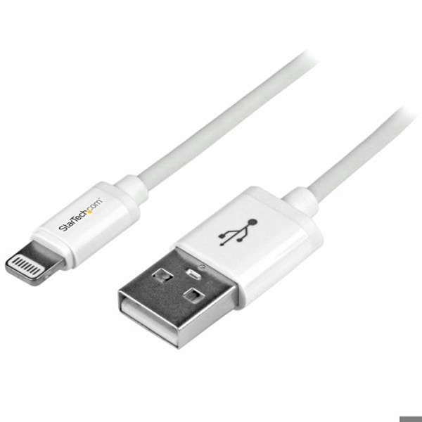 1m Apple Lightning till USB-kabel i vit - Lightning Sync-sladd för iPhone, iPod, iPad - Vit - USBLT1MW