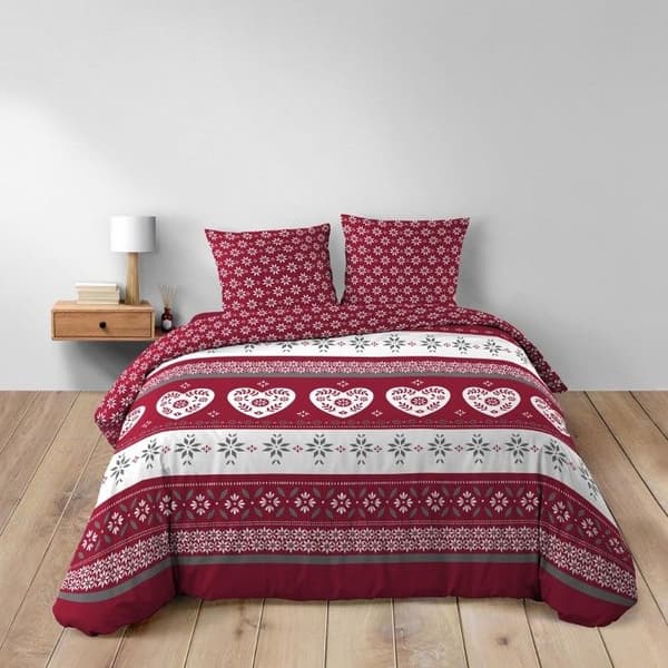 Påslakan 260 x 240 cm 42 trådar bomull + 2 Alpage örngott Röd
