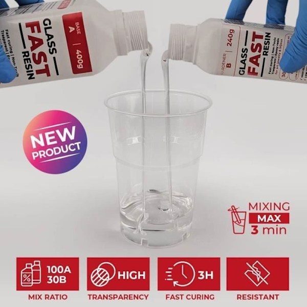 Transparent Resin - Märke ej specificerat - 260 gr - Glaseffekt - Färgbar - Säker att använda Transparent