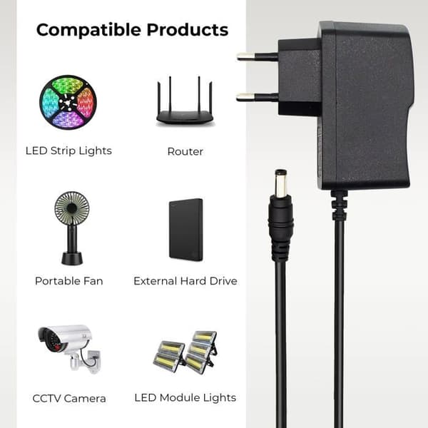 Laddare - Leyf - 5V-2A-2.1 - Mångsidig väggadapter - 115 cm kabel - 10W