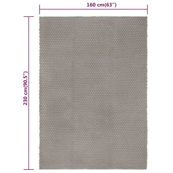 vidaXL rektangulär matta Grå 160x230 cm Bomull 345122
