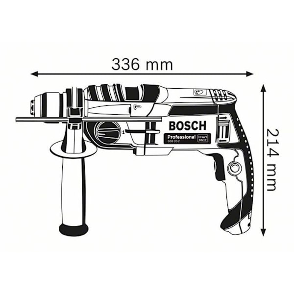 850W GSB 20-2 slagborr i L-CASE väska - BOSCH - 060117B400 Svart