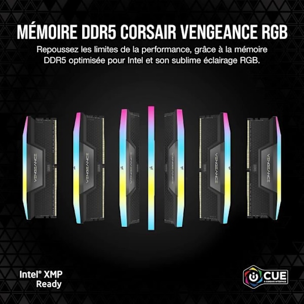 RAM-minne DDR5 - CORSAIR - Vengeance RGB - 96Go - 6800MHz - Intel XMP 3.0 - Svart