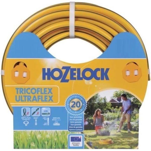 Hozelock 15 m Tricoflex Ultraflex slang (ø 12,5 mm), 15 m, grå, gul, endast slang, PVC, 1,25 cm, Frankrike