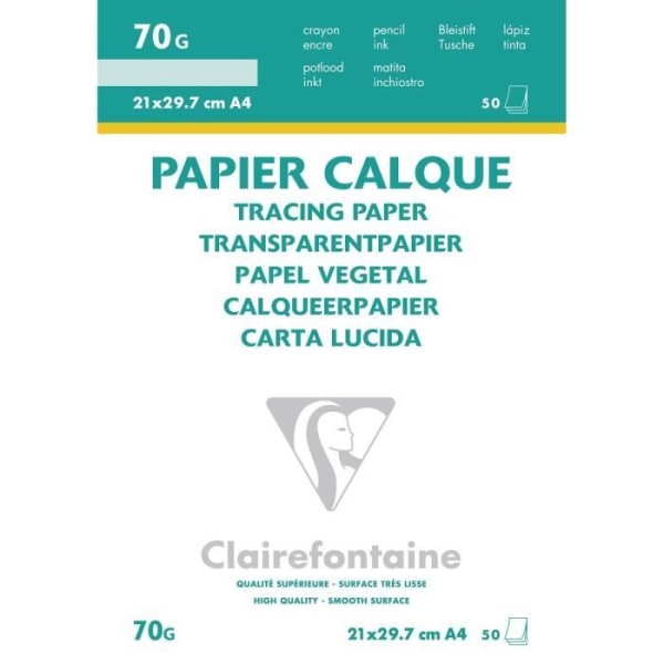 CLAIRE FONTAINE Block övre lager A4 50F Vit