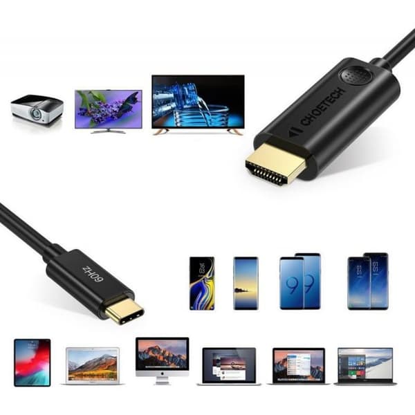 Kabel - HOCO - UA27 - Typ C till HDMI - 4K 30 Hz - 2 m grå stål stålgrå