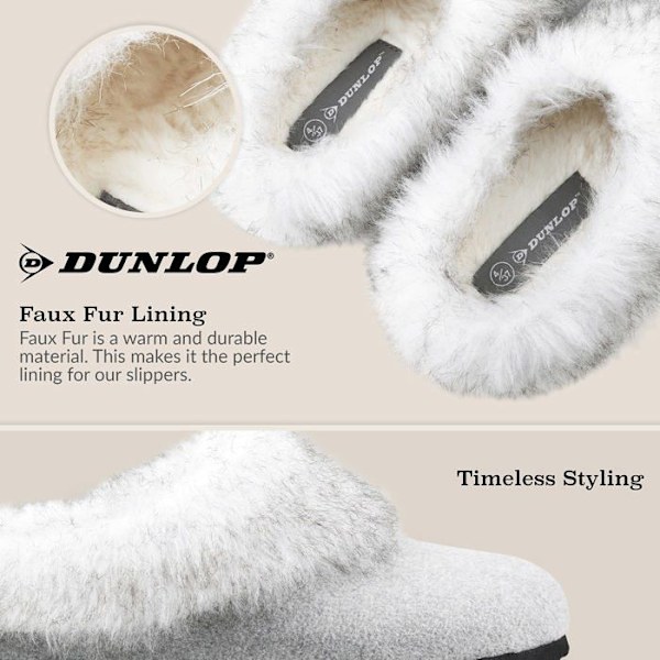 Tofflor - tofflor - tofflor Dunlop Damtofflor Damtofflor Päls Halkfria sulor Grå 39