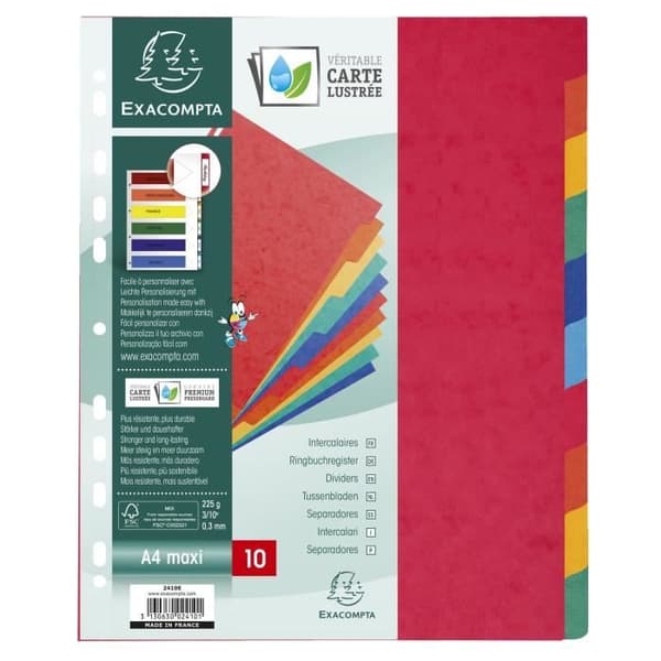 10 plastfickor 225g 10 positioner - A4 maxi -