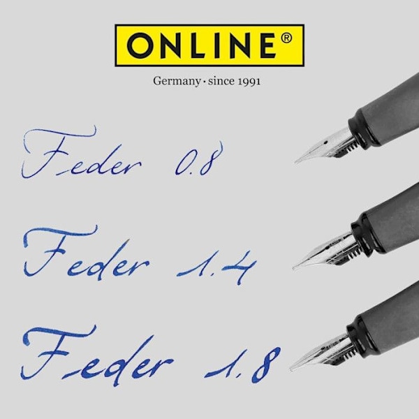 Stylo Plume - ONLINE - Kalligrafi - Ergonomisk - Vit kropp - 3 spetsar 0,8/1,4/1,8 mm Vit