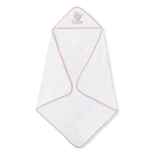 Interbaby - P1177-12 - Bath Cape 400 GSM bomullsfrotté + borste/kam Modell Love You Vit/Rosa 100 x 100 cm