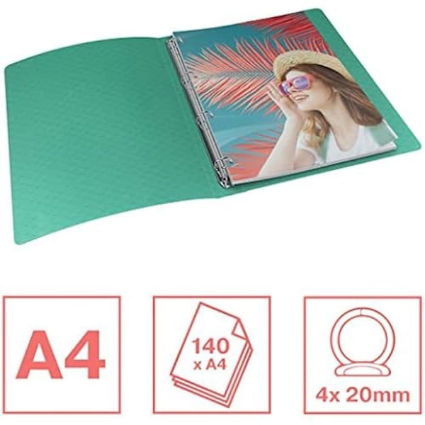Ringpar ärm - ESSELTE - A4 - Kapacitet 140 Sidor - Mjuk Omslag - Grön Breeze Vert Breeze