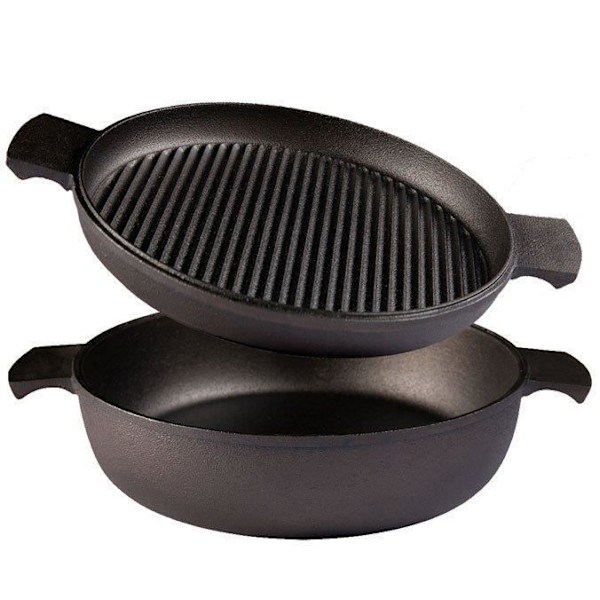Cocotte gjutjärn 2 i 1 med grillock