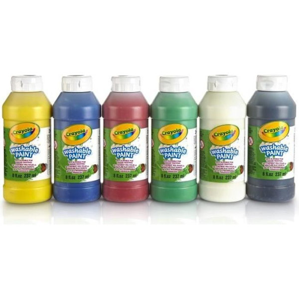 CRAYOLA tvättbar färg - 6 flaskor à 250 ml - Blandat - Från 3 år