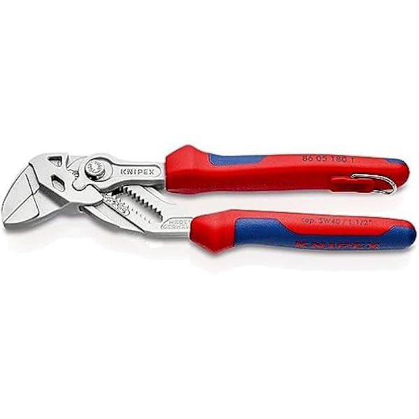 Nyckeltång - KNIPEX - 86 05 180 T BK - 180 mm - Multifunktionell - Förkromad med bi-materialsbeläggning Flerfärgad