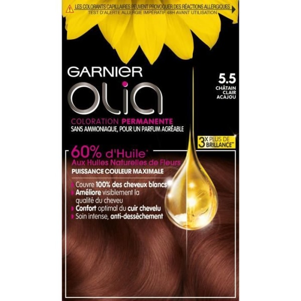 Olia GARNIER Permanent hårfärg - Ammoniakfri - 5,5 ljus mahogny kastanj