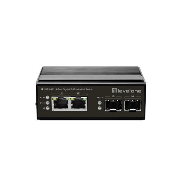 LEVELONE IGP-0431 Gigabit Ethernet Network Switch med 2 RJ-45-portar och 2 SFP-moduler installerade