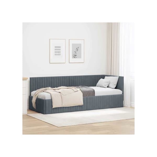 Vinkelbäddram i sammet - vidaXL - 80x200 cm - Mörkgrå - L-format design - Mångsidig soffbed Mörkgrå