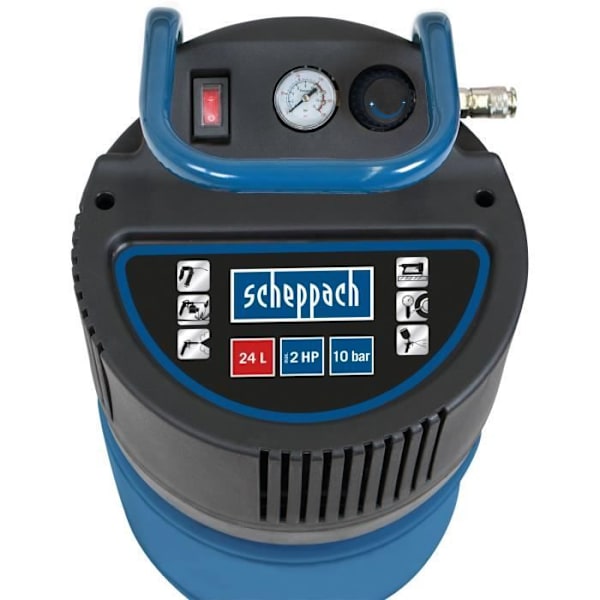 Vertikal luftkompressor Scheppach HC24V - 24L - 1500 W - 10 bar - 2 HP Blå