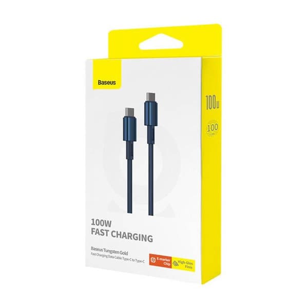 USB-C-kabel - BASEUS - Tungsten Gold - 100 W - 1 m - Blå Blå