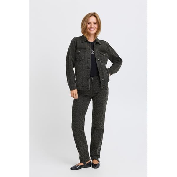 Jeansjacka dam Pulz Jeans Jannah grå leopardtryck S
