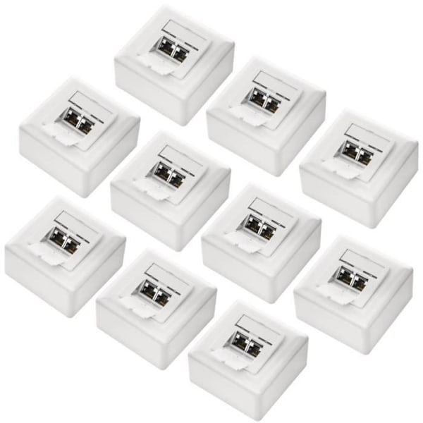 Nätverksbox CAT 6 - deleyCON - Universal - 2x Skärmade RJ45-portar - Vit - 1 Gbit Ethernet