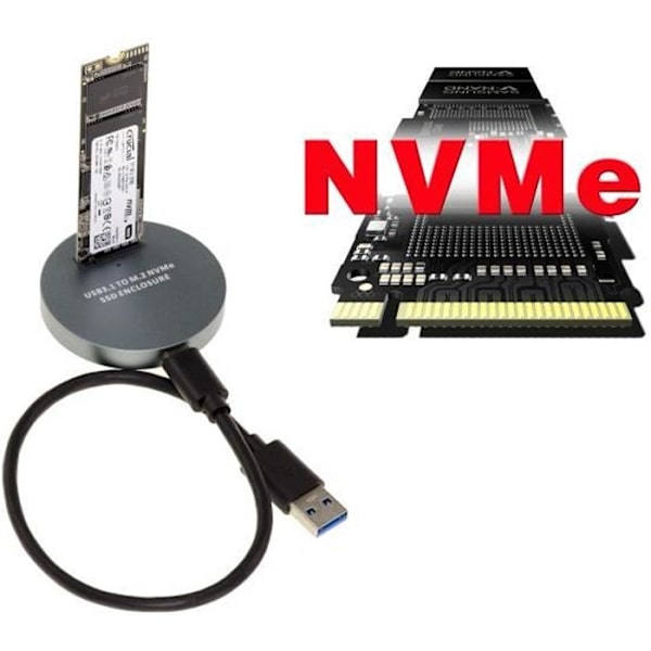 Dockningsstation - Ej specificerad - M2 NVMe - USB3.2 Gen2 10GB - Kompatibel SSD 2230 till 22110 - Svart