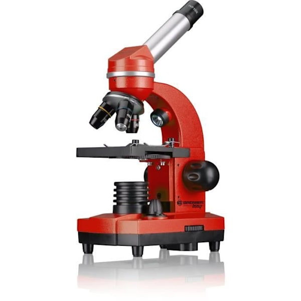 BIOLUX SEL studentmikroskop - BRESSER JUNIOR - 40x-1600x förstoring - experimentsats - röd Röd