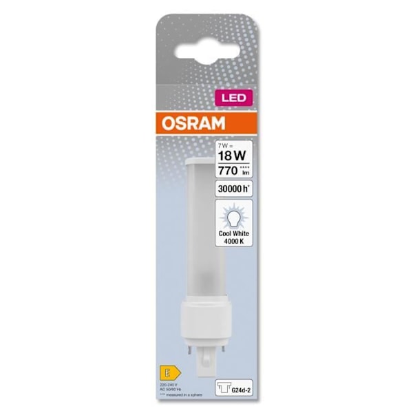 OSRAM DULUX D 18 LED-lampa för G24D-2 bas, 7W, 700 lm, kall vit Vit