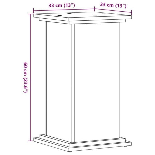 vidaXL Stöd för växter sonoma grå 33x33x60 cm ingenjörsträ 852965