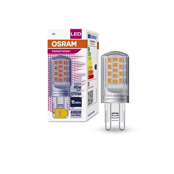 Osram-lampor - LEDPPIN40 CL 4.2W/840 230V G9 20X1 OSRAM - LED G9 bas PARATHOM(R) LED PIN G9 40 4.2 W/4000 K G9