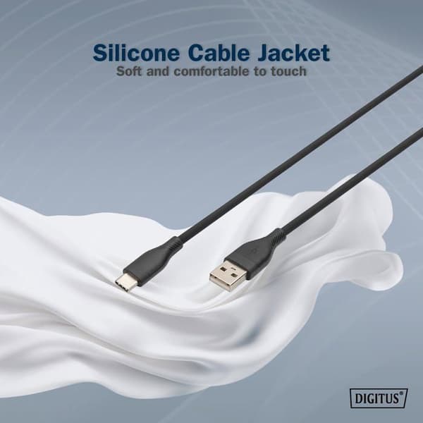USB 2.0-kabel - DIGITUS - 0,5m - USB-A till Type-C - 480 Mbit/s - 60W Power Delivery