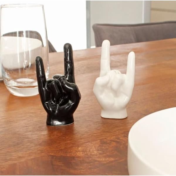 Salt- och pepparkvarn i keramik Rock Hand - Vit