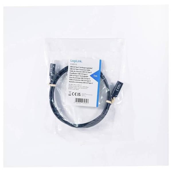 LogiLink USB-C-kabel USB 2.0 USB-C® hane, USB-C® hona 1.00 m svart CU0210