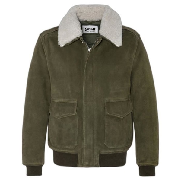 Schott bomberjacka i mocka - khaki - M