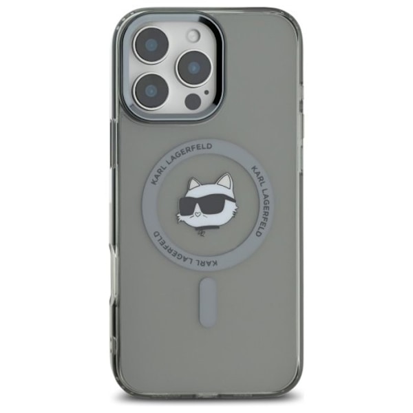Coque MagSafe Karl Lagerfeld IML Metal Choupette Head för iPhone 16 Pro Max (svart)