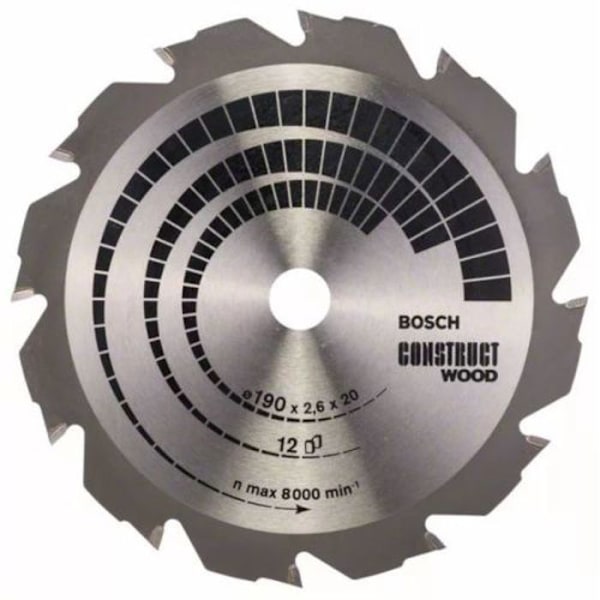 Cirkelsågbladsdiameter 190 x 20 x 2,6 mm för trä - 12 tänder - BOSCH - 2608641201