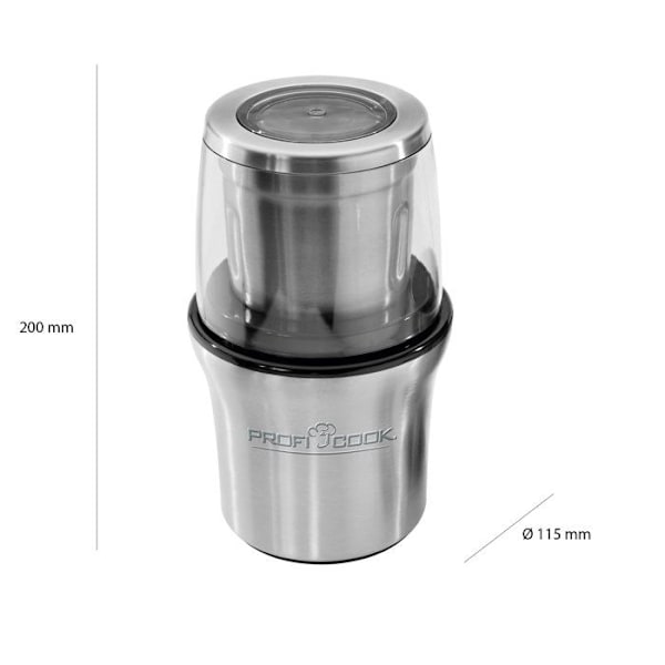 Kaffekvarn - ProfiCook - KSM1021 - 200 W - Silver - Elektrisk hackare Silver
