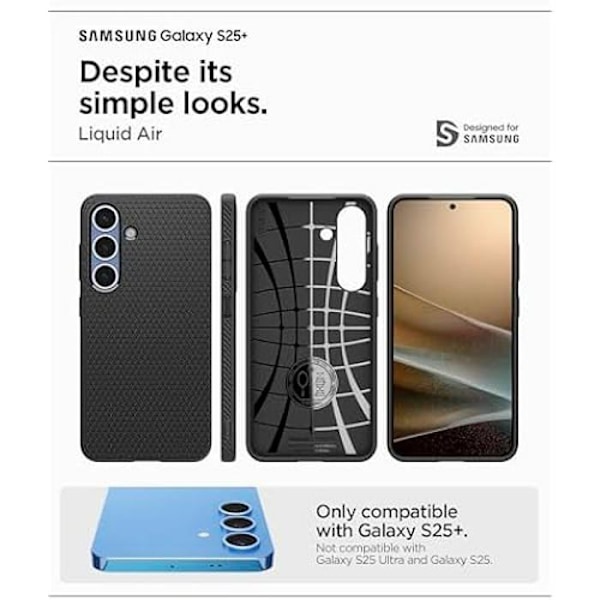 Coque - SPIGEN - Samsung Galaxy S25 Plus - Mattsvart - Stötsäker - Bekväm att hålla i Matte svart