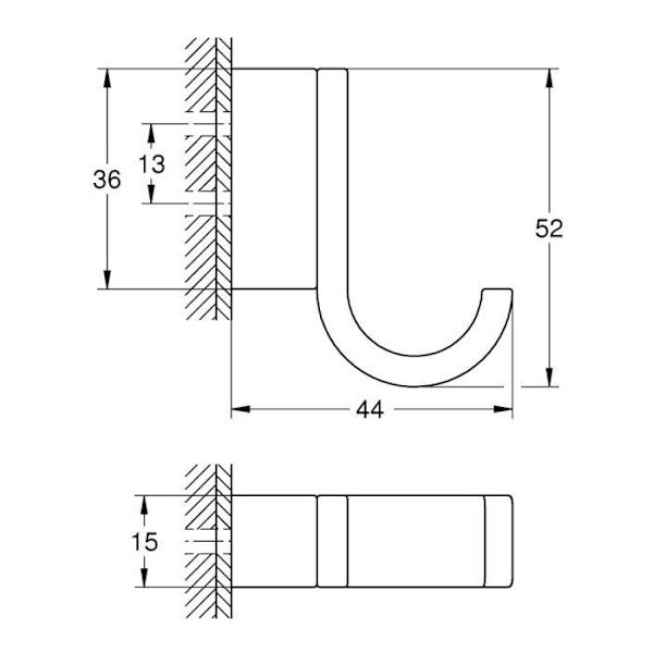 Väggkrok - Grohe - Urval - Krom - Metall - Dolda fästen Krom